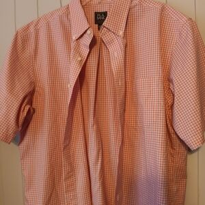 Jos. A. Bank Men's Red and White Checkered Button Down Shirt
